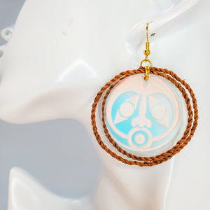 Double Cedar Rope Iridescent Face Earrings