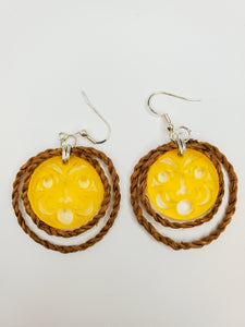 Double Cedar Rope Yellow Face Earrings