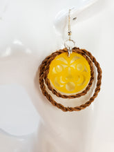 Load image into Gallery viewer, Double Cedar Rope Yellow Face Earrings

