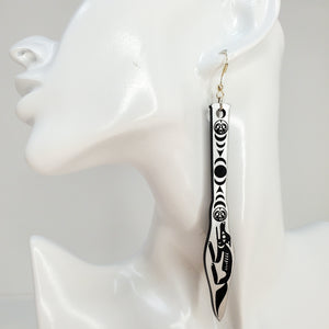 Wolf Moon Paddle earrings - Silver