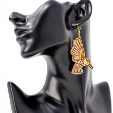 Load image into Gallery viewer, Cherry wood Hummingbird earrings.
