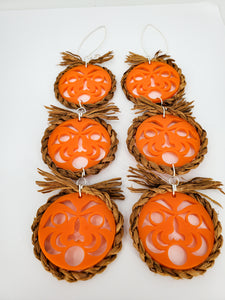Cedar rope with orange faces earrings