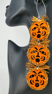 Cedar rope with orange faces earrings